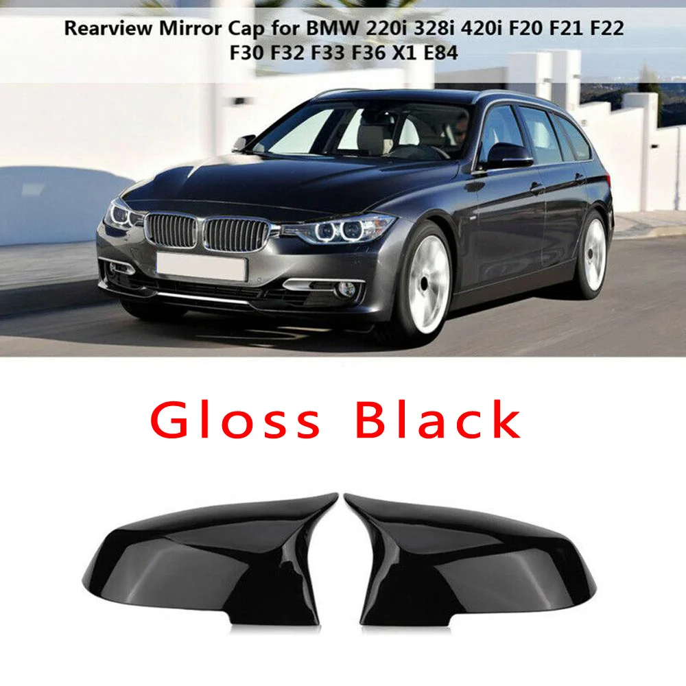 Rearview Mirror Cover Cap for BMW 220i 328i 420i F20 F21 F22 F30 F32 F33 F36 X1 Glossy Black