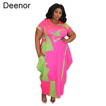 

Deenor Plus Size Dresses Printed Long Sleeve Casual Dress Summer Party Beach Dresses Women's Summer Dresses 2021