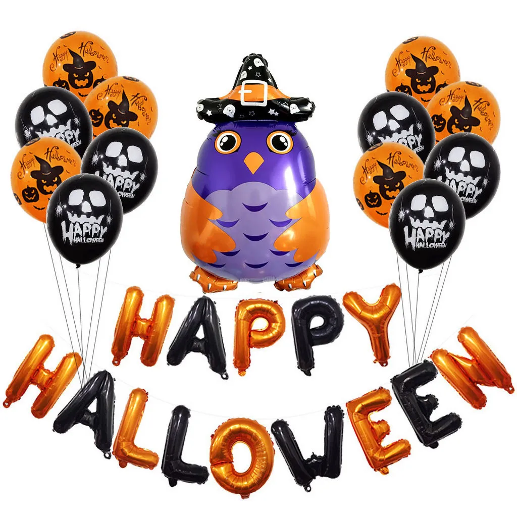 Halloween Home Bar Hanging Decoration Horror Combination Balloon Celebration Party Aluminum Film And Latex Balloon Accessories - Цвет: A