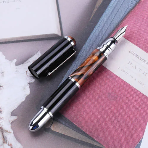 

Shanghai Fuliwen 831 Fountain Pen Amber Acrylic Resin Metal Ink Pen Medium nib 0.7mm Stationery Office school supplies Writing