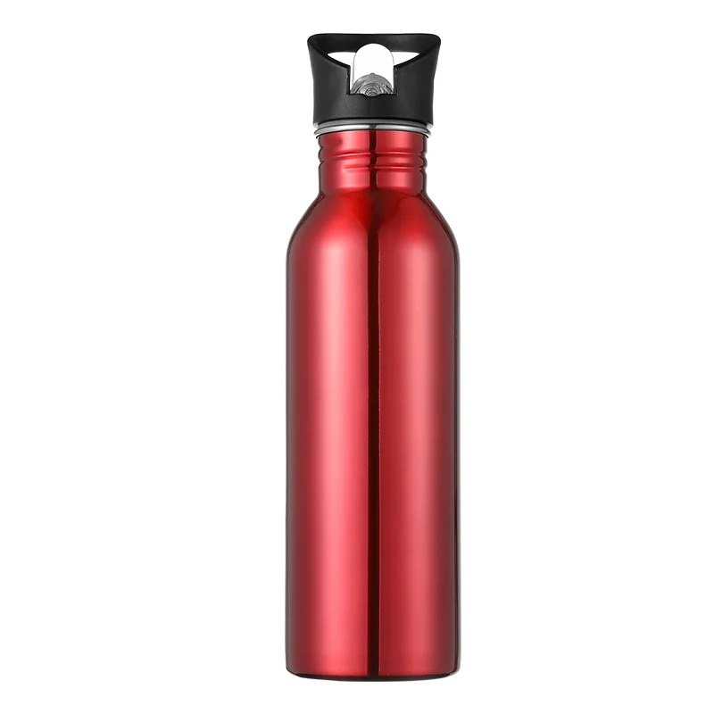 1 шт одна стена 750 мл Высокая емкость нержавеющая сталь Велоспорт Кемпинг бутылка для воды для спорта на открытом воздухе логотип на заказ - Цвет: 2 red
