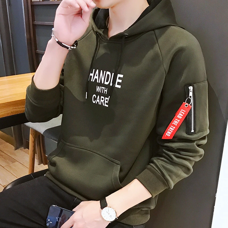 Fashion Men Hoodie Printed HANDLE Korea Hooded Hoodies Male With Side Zipper Pockets Teenage Pullovers Sweatshirts Men Clothing Fashion Men Hoodie Printed HANDLE Korea Hooded Hoodies Male With Side Zipper Pockets Teenage Pullovers Sweatshirts Men Clothing