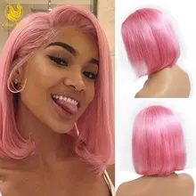 Cheap Pink Bob Lace Front Wig 13*4 Pre Plucked Colored Blue Yellow Red Gray Virgin Brazilian Human Hair Wigs for Black Women Cheap Pink Bob Lace Front Wig 13*4 Pre Plucked Colored Blue Yellow Red Gray Virgin Brazilian Human Hair Wigs for Black Women