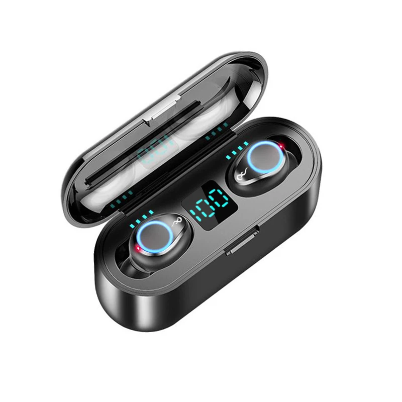 Touch-Aperture Беспроводные наушники Bluetooth 5,0 F9 TWS, беспроводные Bluetooth наушники, светодиодный дисплей, 2000 мАч, внешний аккумулятор, гарнитура с микрофоном - Цвет: Touch-Aperture