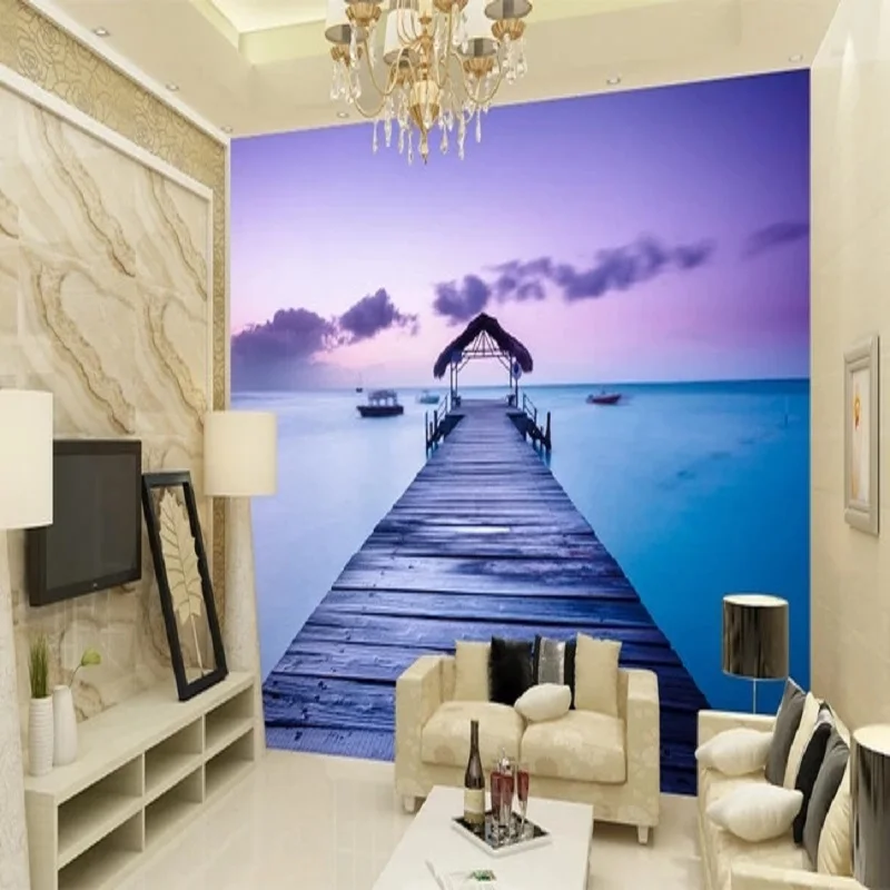 

Custom large mural 3D wallpaper Modern creative 3D expansion space bridge living room TV back wall decor deep 5D embossed
