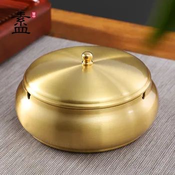 

Full copper belt cover household ashtray personality living room large anti fly ash Chinese style high grade ashtray
