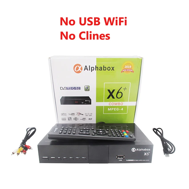Комбинированный DVB-S2/T2/C спутниковый ТВ приемник Alphabox X6+ Поддержка Cccam Newcamd Mgcamd Powervu Ключ ТВ Тернер USB Wifi alphabox x6 - Цвет: No wifi Clines