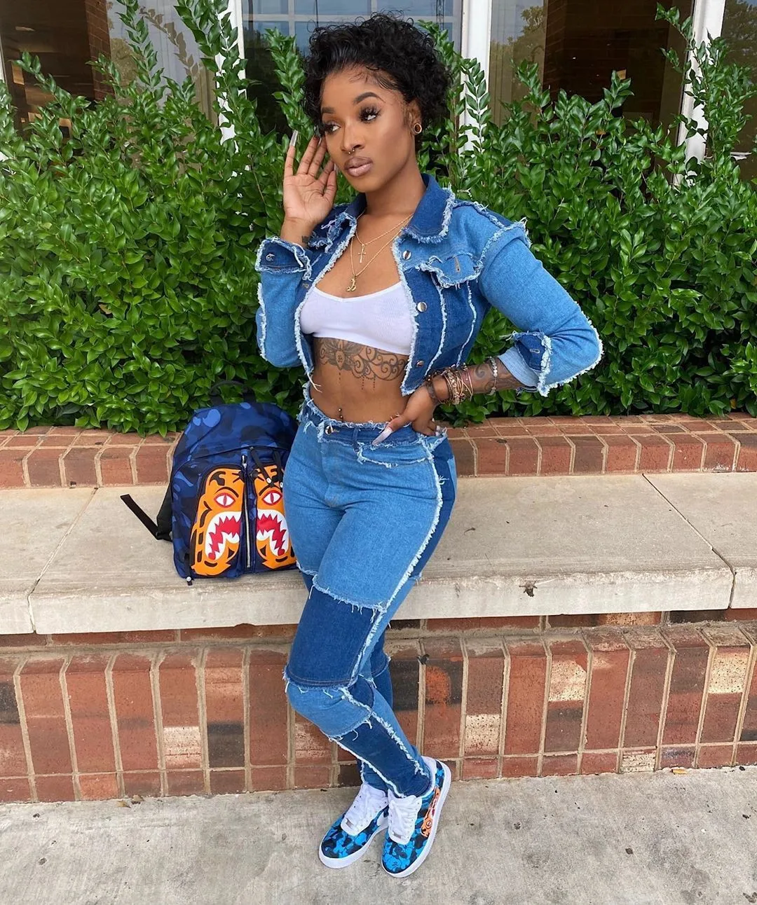 Casual Jeans Suit Two Piece Set Women 
