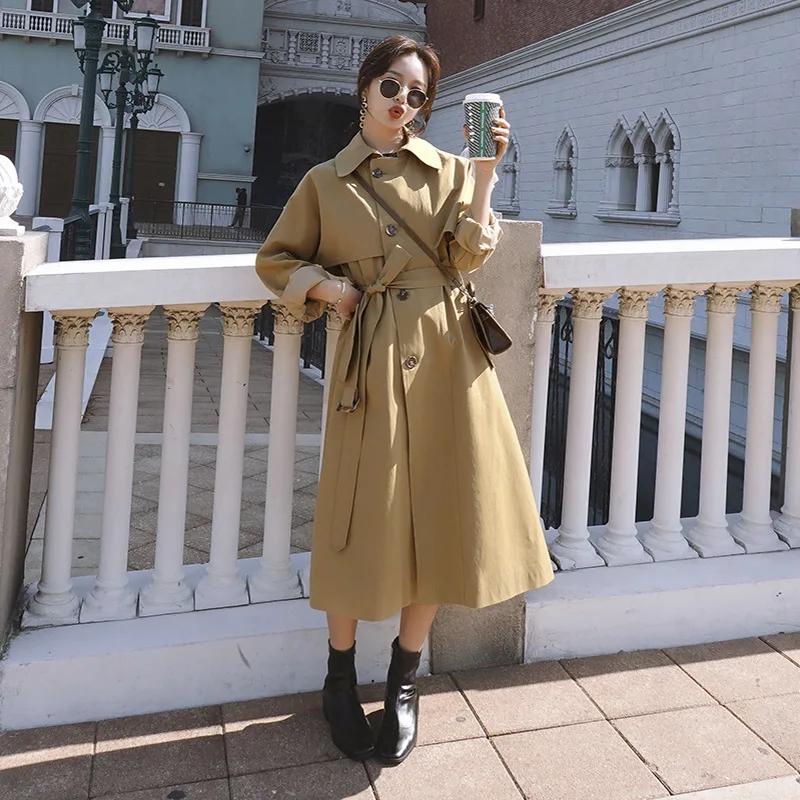 

Photo Shoot Trench Coat Women's Mid-length Korean-style Loose-Fit 2020 New Style Short-height British Style Students Popular ove