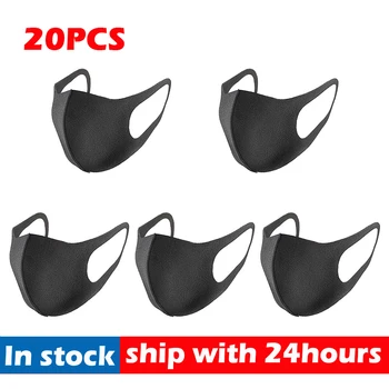 

20pcs Black Mouth Mask Reusable Washable Cycling Face Mask Anti Dust elastic Earloop Face Breathing Mask For Adults Mascarillas