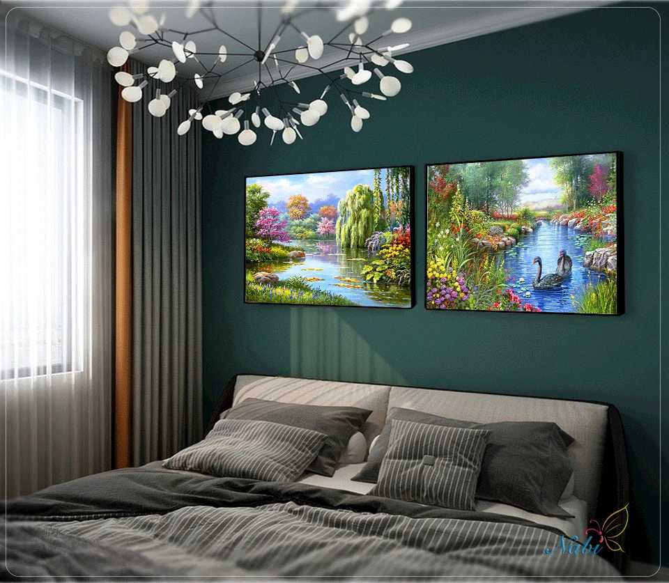 Nabi Full Square&Round Diamond Painting Landscape Spring 5D Diamond Embroidery Mosaic Cross Stitch Winter Home Decor Gift