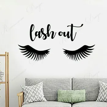 

Lash Out Eyelashes Wall Sticker Vinyl Fashion Beauty Salon Decoration Decals Window Decals Removable Wallpaper Mural 4238