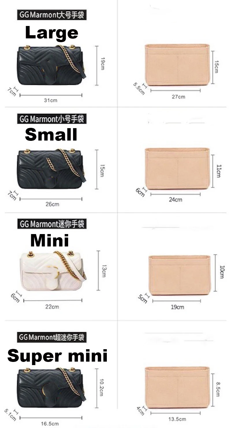Подходит для G Marmont Мини Маленькие и большие Matelasse сумка Вставка Organizer 3MM