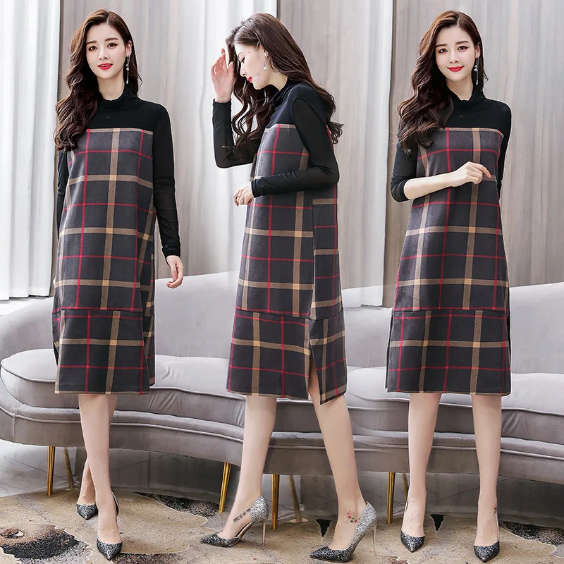 

Printed Long-sleeved Dress 2018 Autumn Clothing New Style WOMEN'S Dress Mid-length Loose-Fit CHIC Early Autumn Elegant Slimming