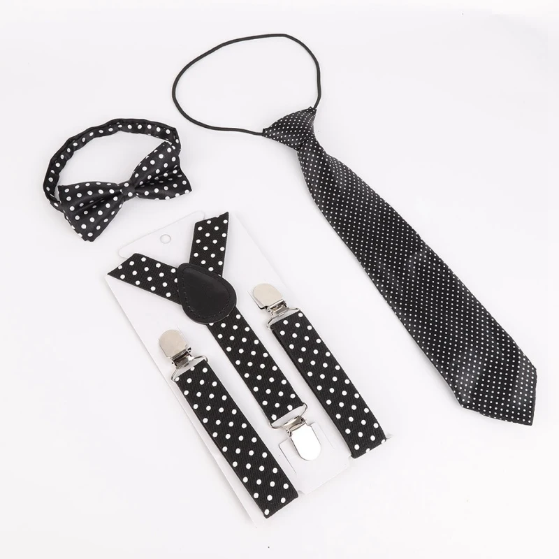 Повседневный модный детский комплект из 3 предметов в горошек с эластичной лентой и галстуком-бабочкой для студентов