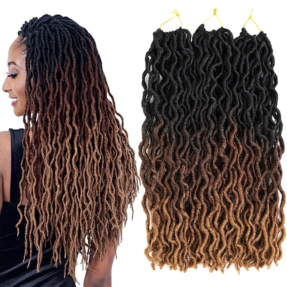 Goddess Faux Locs Crochet Curly Braids Hair Synthetic Ombre Dreadlocks Nu Afro Braid Extension |