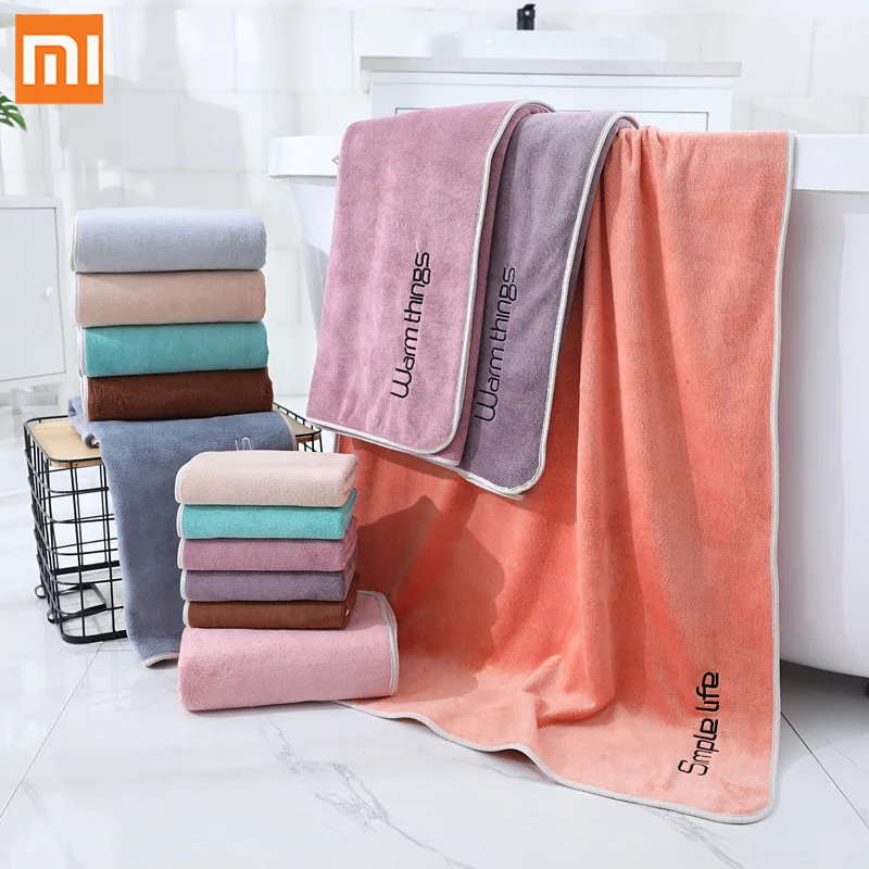  Банные полотенца XiaoMi mijia из микрофибры мягкие, приятные для кожи, абсорбирующие, быстро сохнущие, не выцветают и не оставляют шариков 