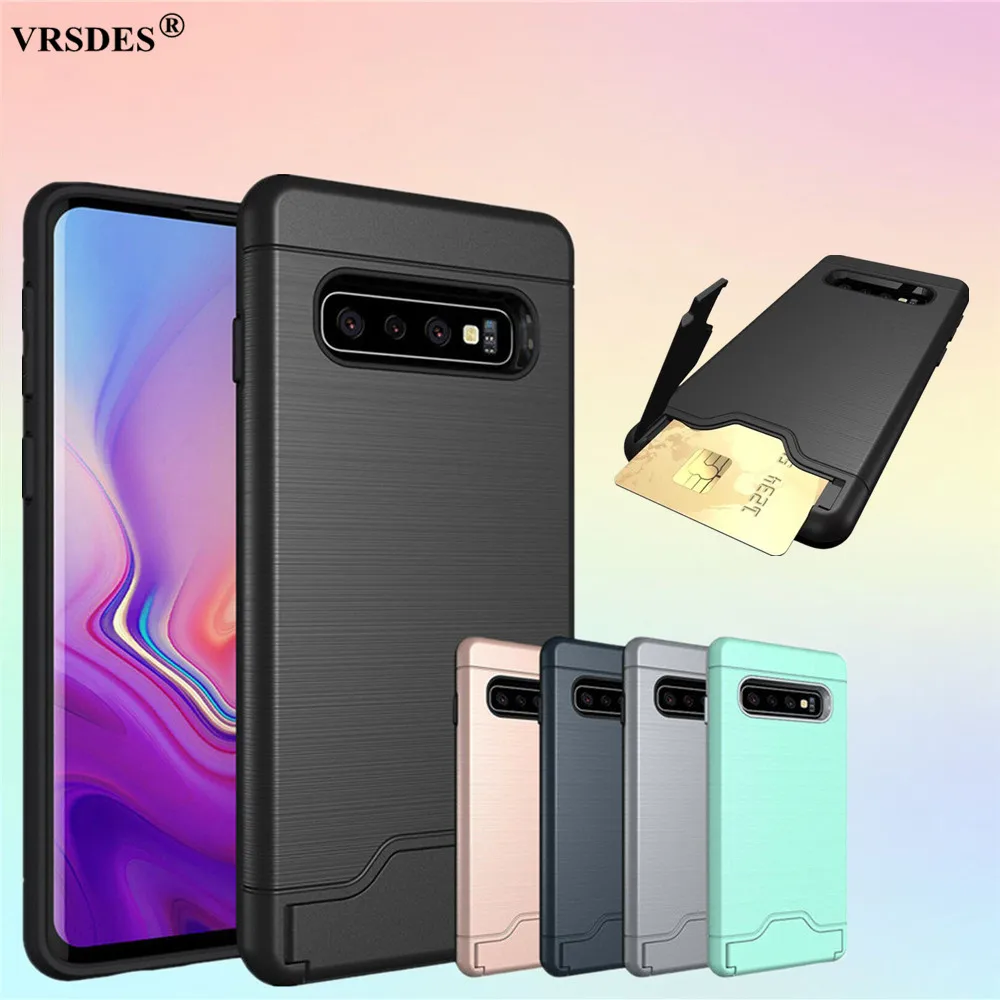 For Samsung Galaxy S10 S9 S8 Plus A8 2018 Brushed Hybrid Wallet Card Holder Kickstand Case S7 Edge Capa | Мобильные телефоны и