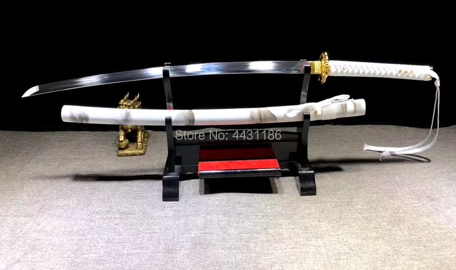 Hand-Forging White Samurai Knife Saber Sharp Spring Steel Full Tang Japanese Dao Sword Katana