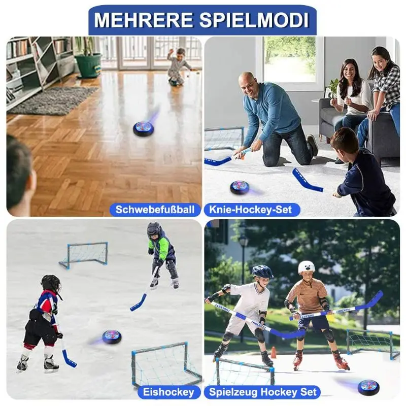 

Rechargeable Ice Hockey Stick Set Mini Suspension Ball 2 Goals for Kids Indoor Game Training Toys