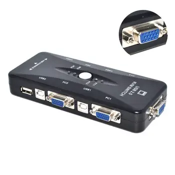 

USB KVM Switch 4 Port VGA SVGA Switch Box USB 2.0 VGA Splitter Mouse Keyboard Sharing Switcher 1920*1440 VGA Switch Box Adapter
