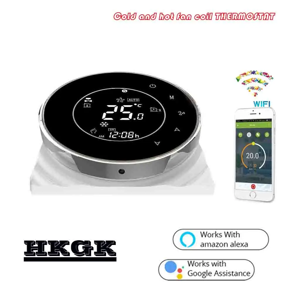 95-240VAC Smart room heat cool temp wifi thermostat google for 2Pipe NO/NC valve Works with Alexa Google home