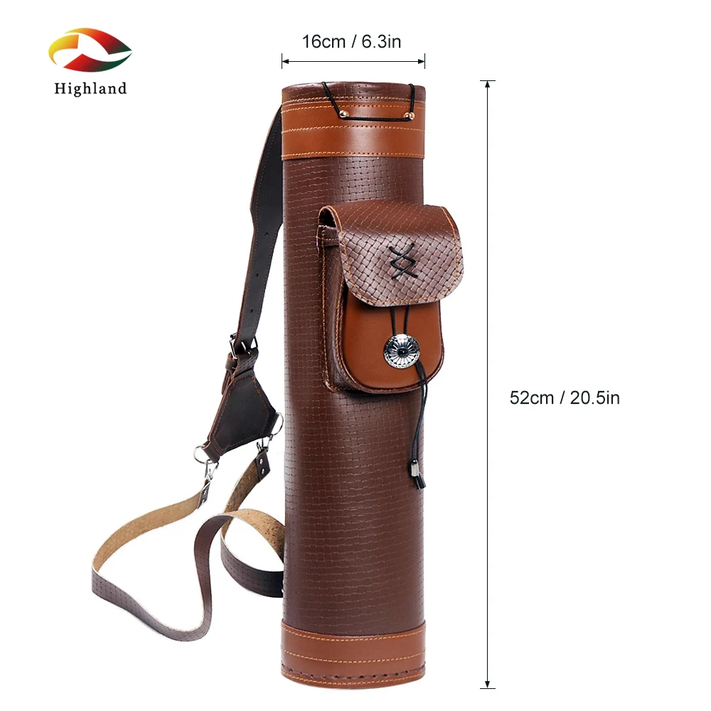 Traditional Portable Pouch Shoulder Belt Bag Carrying Genuine Leather Archery Quiver Arrow Back Quiver For Archery Shooting
