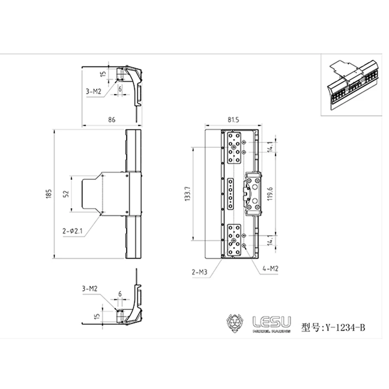 LESU задний фонарь для 1/14 DIY Tmy Sca R470 R620 RC тягач прицеп TH16522