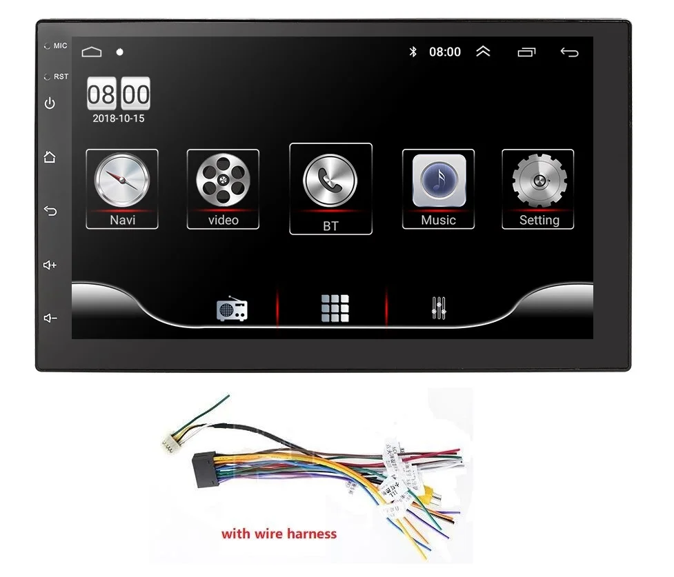 Android 9,0 автомобильный монитор для nissan qashqai x-trail almera Note, Juke Универсальный мультимедийный автомобильный gps навигационный плеер микрофонные карты usb - Цвет: with wire harness