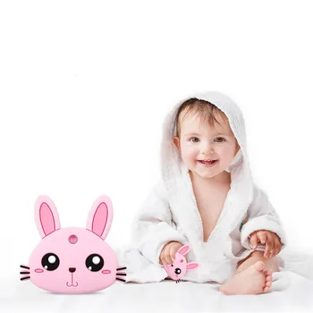 

1Pcs Lovely Soft Relief Texture Rabbit Teether Silicone Teether Baby Teething Pendant Gums Massage Toys Teething Best Gift