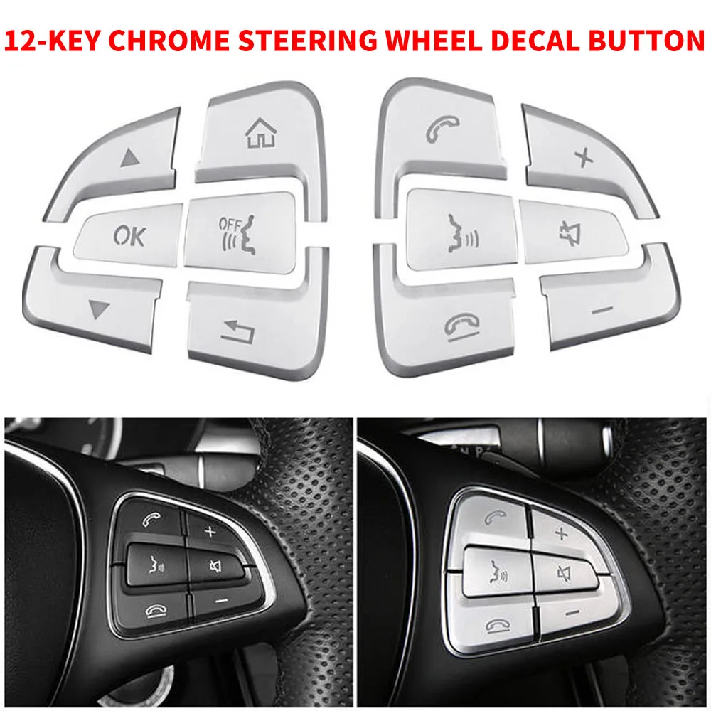 

Car Styling ABS Chrome Steering Wheel Decoration Button Cover Trim Sticker For Mercedes Benz A B C GLC CLA CLS GLE GLS GLK Class