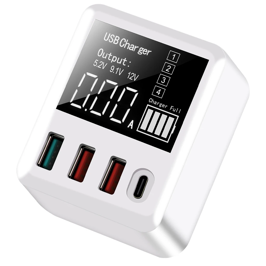 Intelligent 4 Ports USB Wall Charger Type-C PD Quick Charger 30W QC3.0 Multi-Port Fast Charging USB Charger US Plug