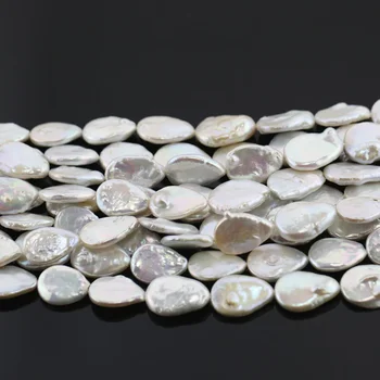 

Genuine Natural wholesale 10strands 14-15mm AA white tear coin pearl strands loose beads women lady jewelry DIY