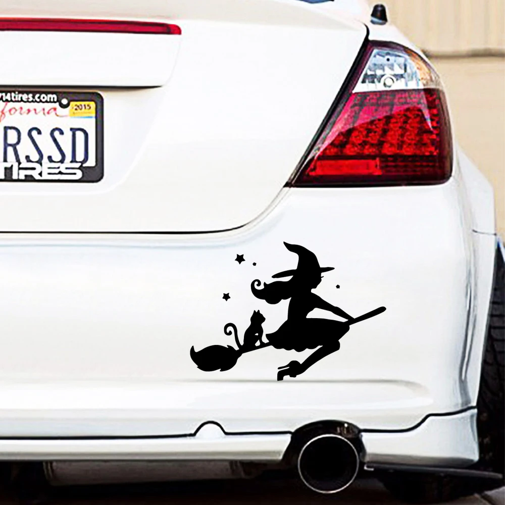 Creative Witch Car Decal Waterproof Self-Adhesive Removable Car Sticker Scratch Cover Decal Auto Decoration