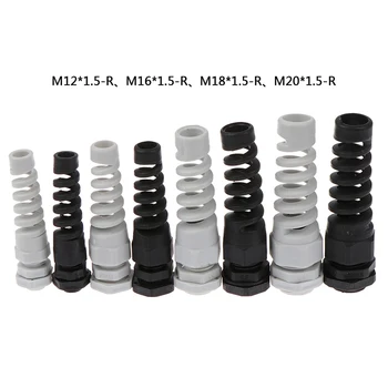 

5pcs IP67 Waterproof M12/M16/M18/M20 Cable Gland Connector Plastic Flex Spiral Strain Relief Protector For 3-12mm Wire Thread