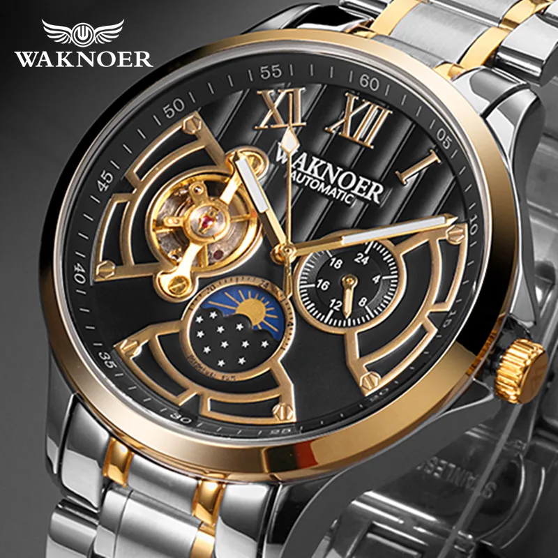 Montre Homme Для мужчин механические часы Waknoer наручные Мужчин's Бизнес мужские Relogio