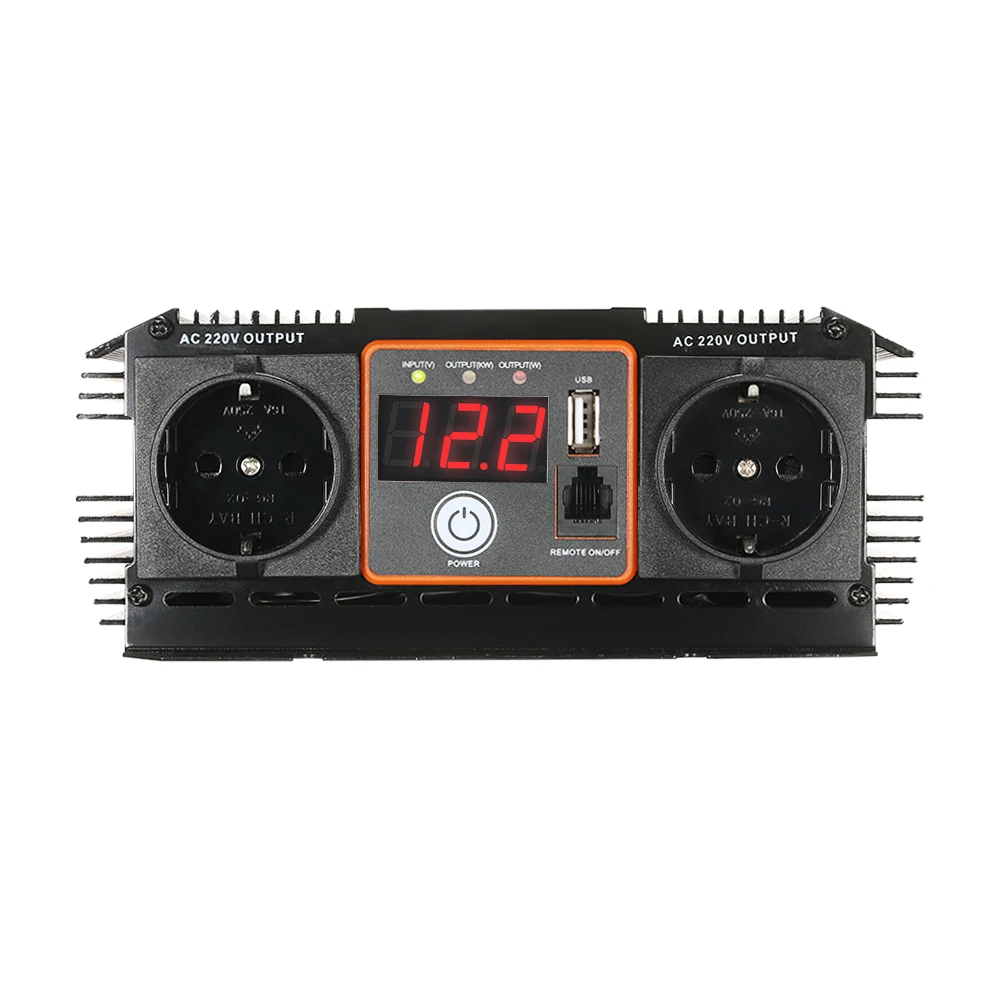 

Hot New 1500W DC12V to AC220-240V Car Power Inverter Modified Sine Wave Household Power Converter with 2.1A USB and 2 AC Outlets