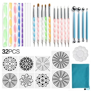 

32pcs Mandala Dotting Tools Set for Painting Rock Stone Acrylic Stick Drawing Brush Stencil Template