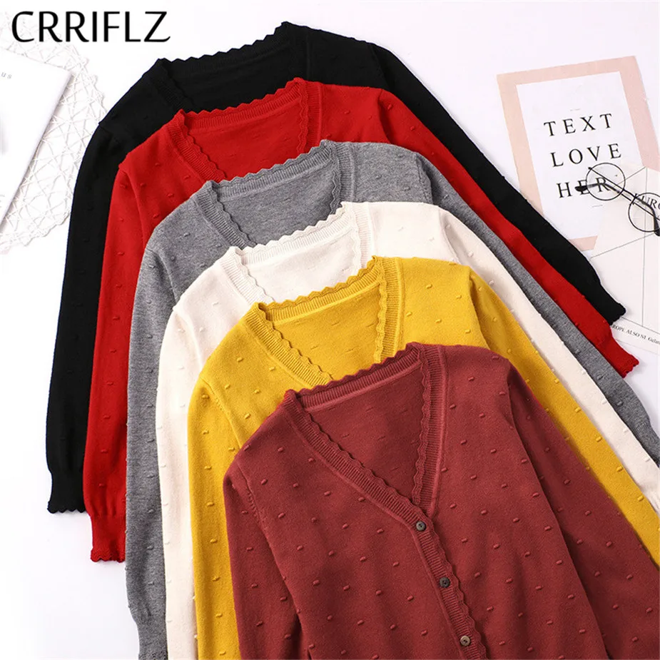 

New Simple Cardigan Ladies Sweater Autumn and Winter Computer Knitted V-neck Casual Viscose Open Stitch Solid Full CRRIFLZ