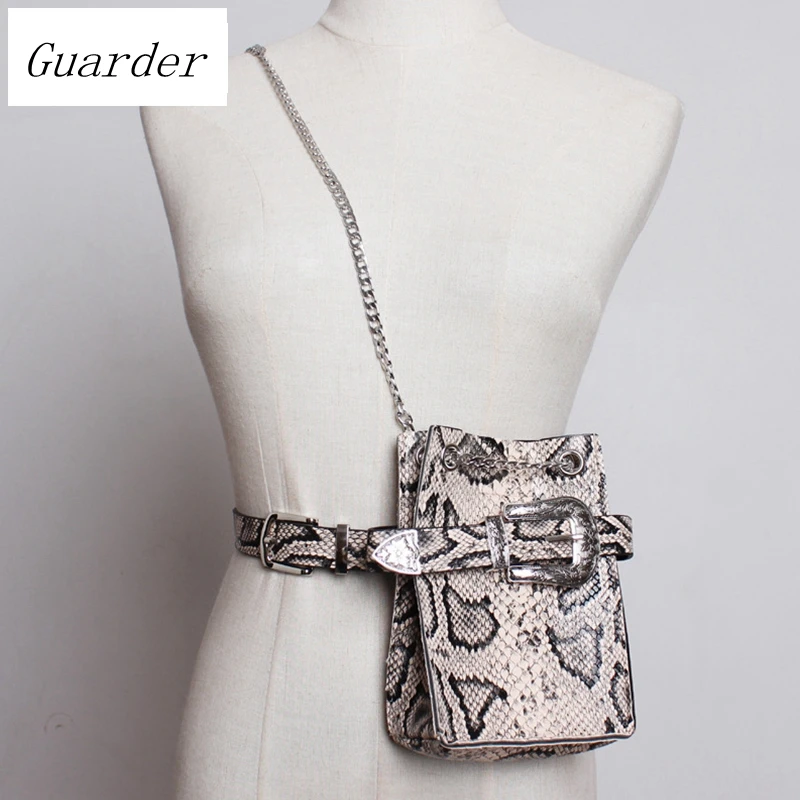 

Guarder brand waistband for women pu leather shoulder bag snake skin women's fashion waist bag small phone bag personal GUA0014