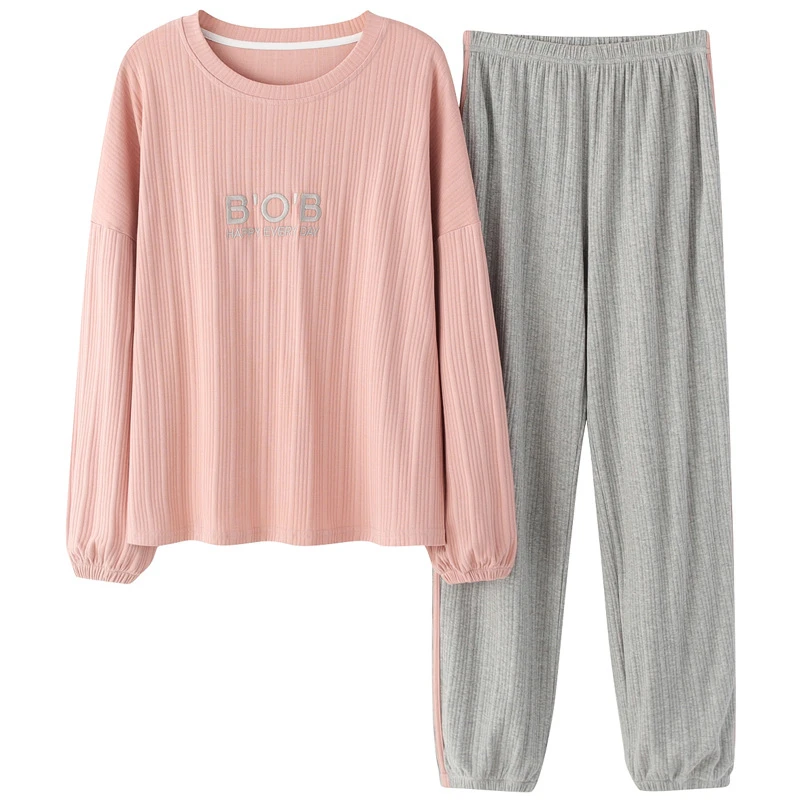 

Autumn and winter ladies pure cotton thread drawstring simple casual comfortable long-sleeved home service suit JJF0107