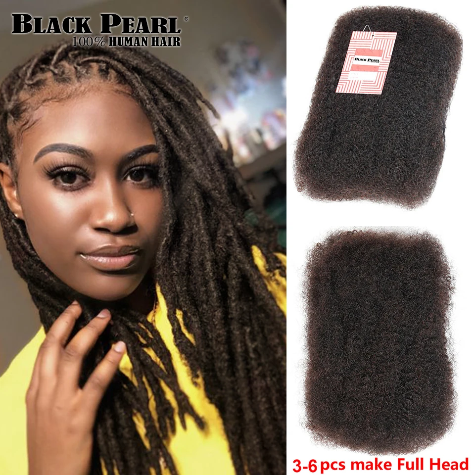 Pelo Remy brasileño de Perla Negra, cabello humano rizado Afro a granel para trenzado, 1 paquete de 50g por pieza, cabello de Color Natural sin trama