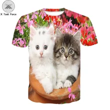 メンズ/女性の tシャツ夏のシャツ tシャツプリント猫シャツゆったり o 襟ショート長袖ファッション tシャツ服(China)