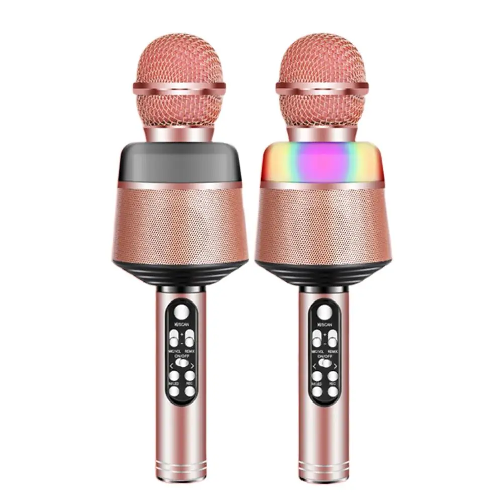 Bluetooth микрофон Q008 беспроводной микрофон с мигающими огнями портативный ручной микрофон динамик для мобильного телефона пение приложения