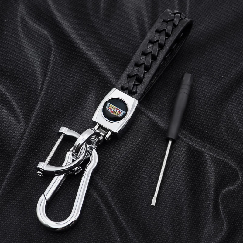 

Car Accessories 3D Metal Leather Braided rope brand Logo Key Chain Key Ring For Cadillac- CT4 CT5 CT6 XT4 XT6 LYRIQ ES0CALADE
