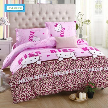 

BEST.WENSD Home textiles bedclothes Child Cartoon pattern,Hello kitty bedding sets include duvet cover bed sheet pillowcase