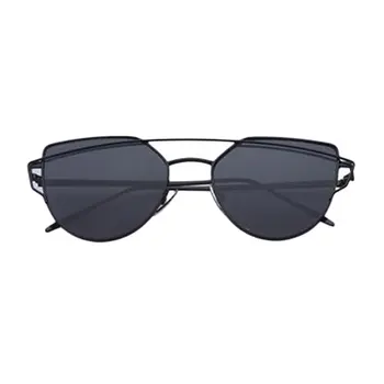 

Reflective UV Protecting Sunscreen Lenses Ladies Cateye Sunglasses Metal Frame Star Charming Attractive Stylish