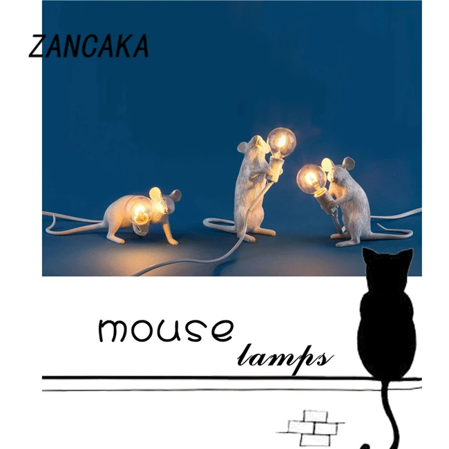 Новинка года. Дизайнерская настольная лампа ZANCAKA из смолы с изображением крысы и мыши. Настольная лампа для детской комнаты. Рождественские настольные лампы для детей. Настольная лампа с художественным декором для кровати
