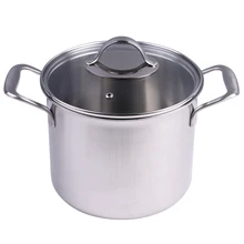 5L нержавеющая сталь#304 котелок для тушения горшок 3-слойные фанерные утолщенной глубоким кастрюля Кухня Плита Стекло крышка Кухня горшок