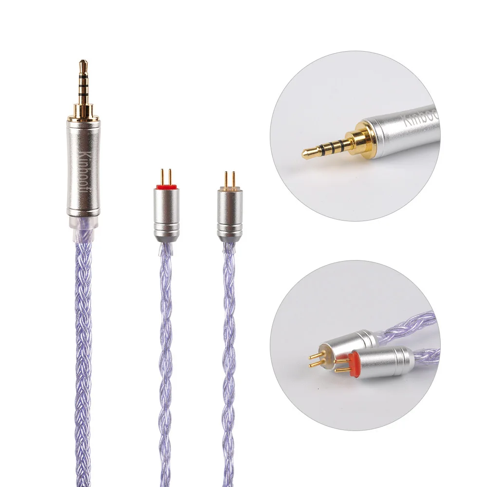 Kinboofi 16 сердечник высокой чистоты посеребренный кабель 2,5/3,5/4,4 мм с MMCX/2PIN/QDC для KZZS10 Pro AS10 ZSN C12 BLON BL-03 BA5